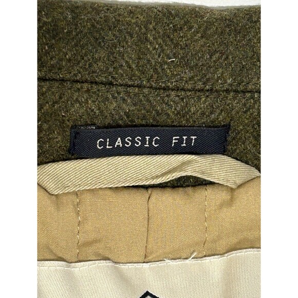 St. John's Bay Mens Sz. MEDIUM Olive Army Green WOOL Pea Coat Jacket Elbow Patch - Picture 15 of 16